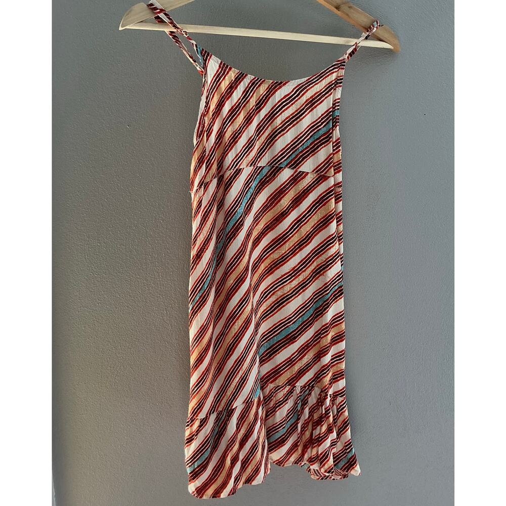 Urban Outfitters Beach Ruffle Mini Dress Orange Blue Diagonal Small‎